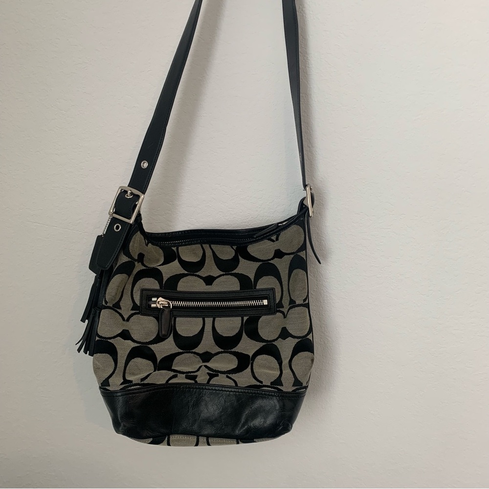 Black and Gray Coach Hobo Bag